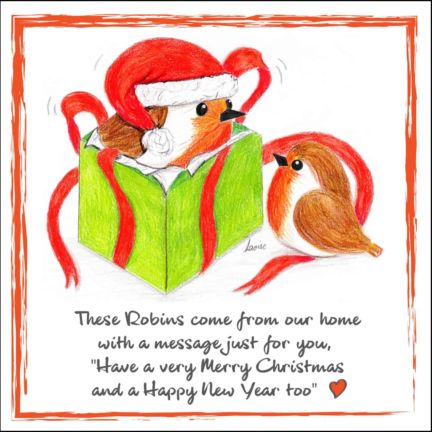 Christmas card with santa Robin